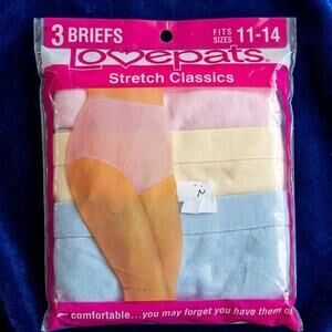 Vtg LovePats Stretch Classics Brief Panties Terry Seamless Size 11-14 New 3 Pack